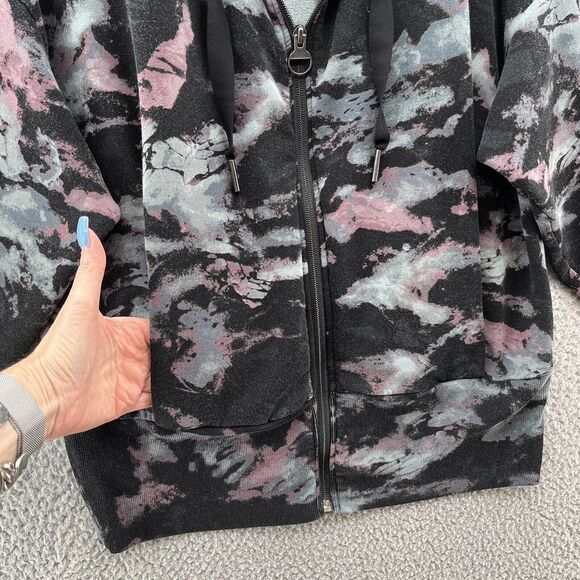 Athleta Hoodie Womens Medium Black Camo Balance Full Zip Relax Sweatshirt Jacket - Picture 3 of 12